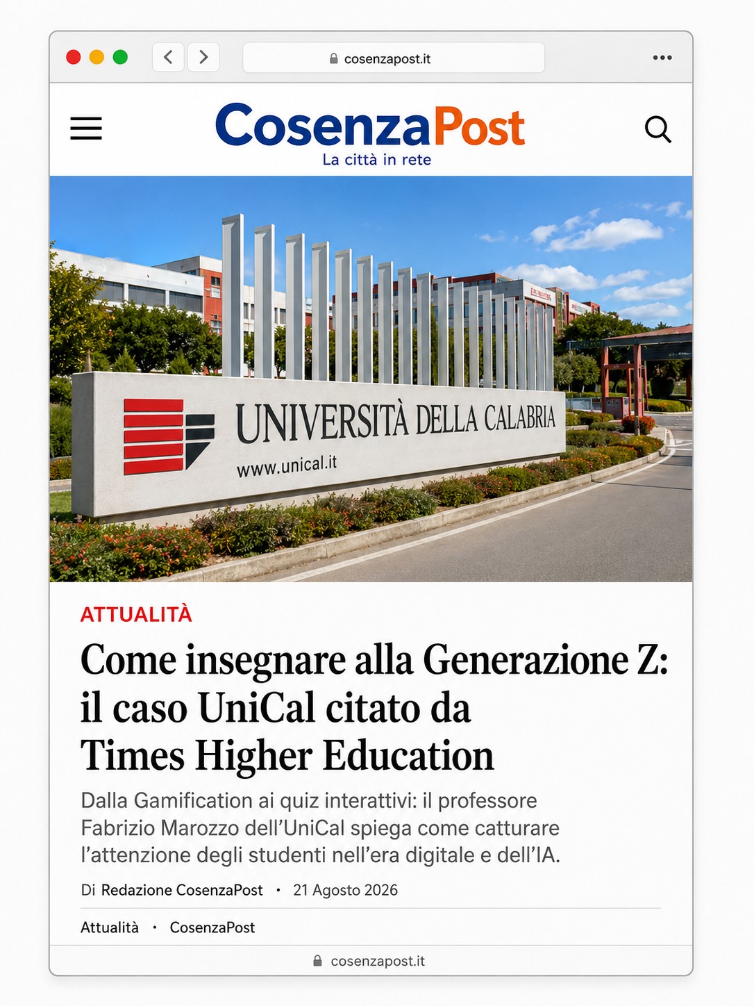 Come insegnare alla Generazione Z: il caso UniCal citato da Times Higher Education