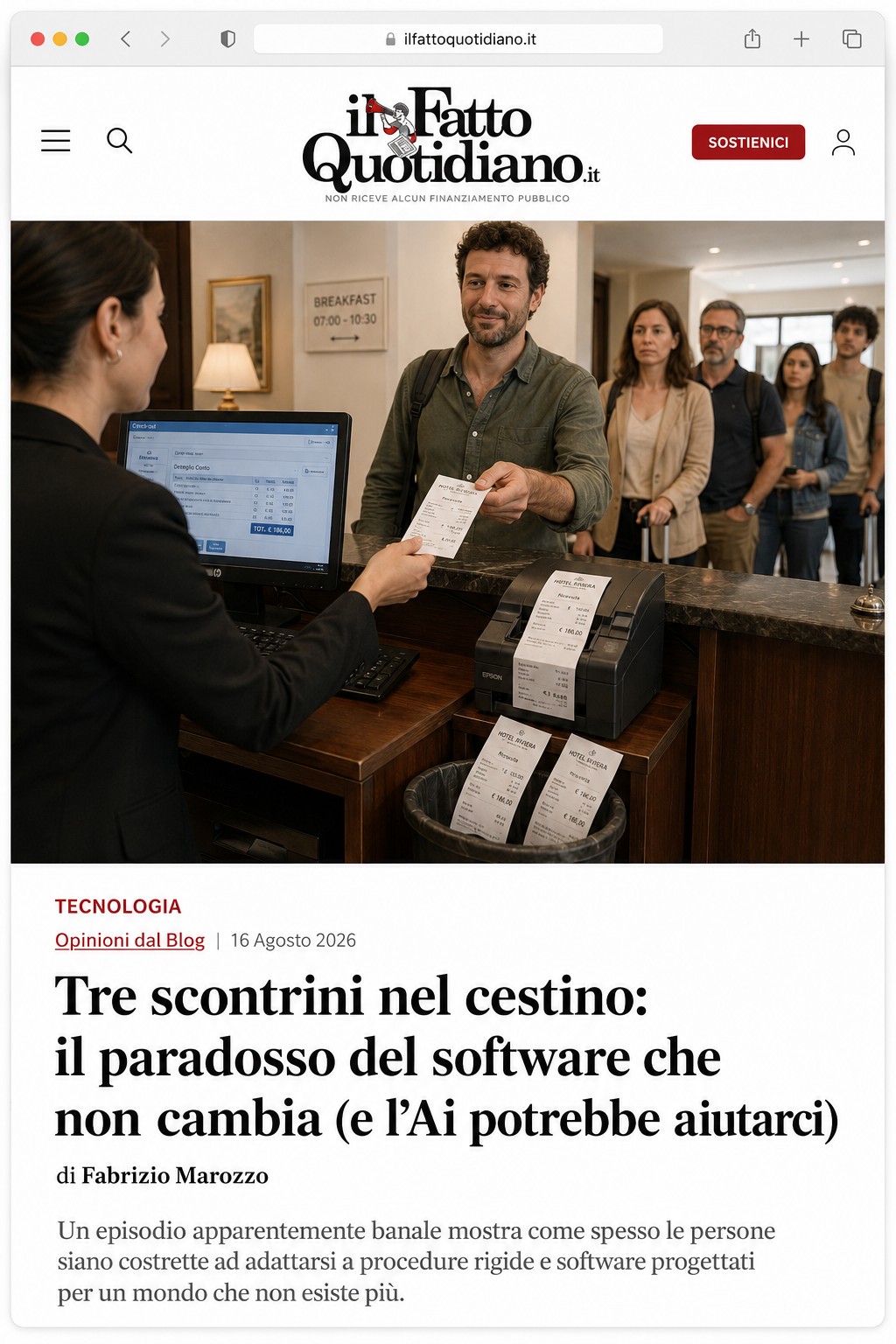Tre scontrini nel cestino: il paradosso del software che non cambia (e l’Ai potrebbe aiutarci)