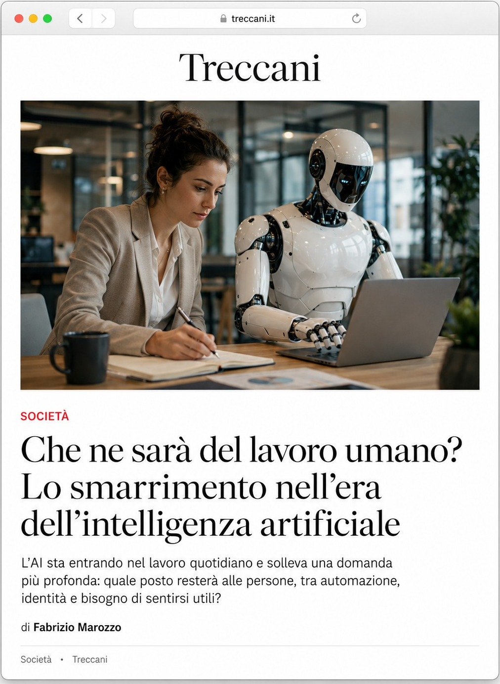 Che ne sarà del lavoro umano? Lo smarrimento nell’era dell’intelligenza artificiale